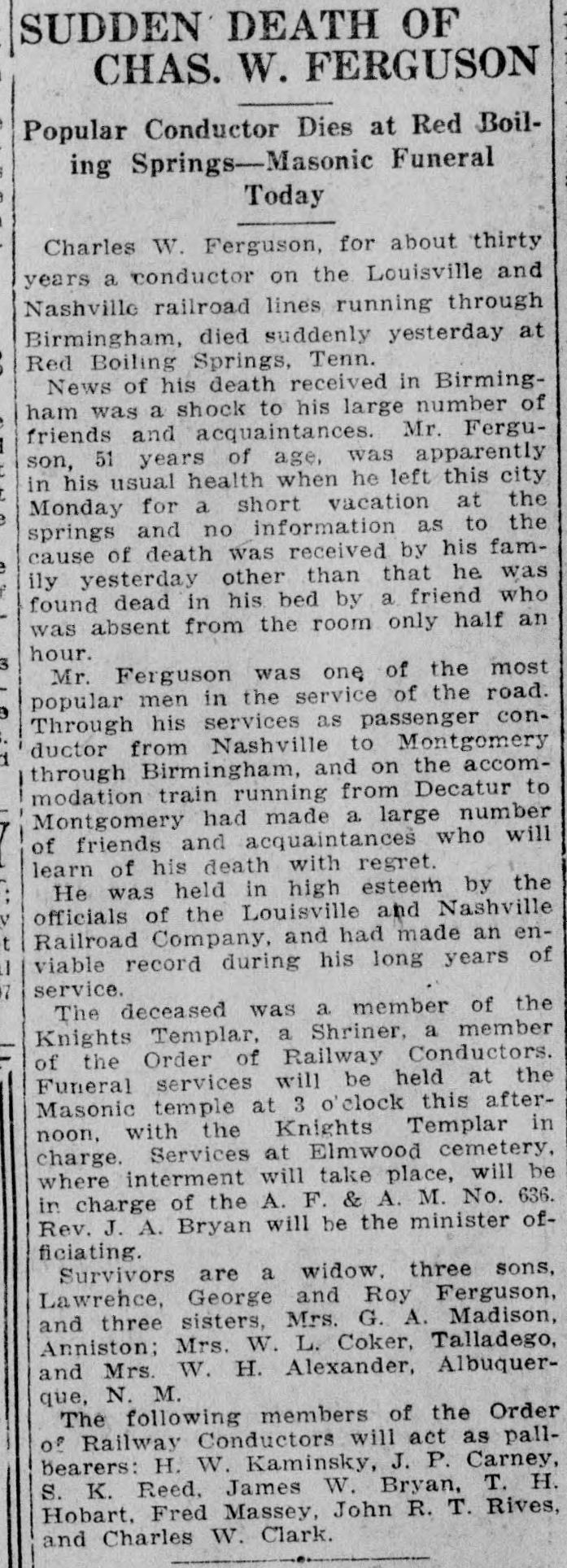 Charles W. Ferguson obituary